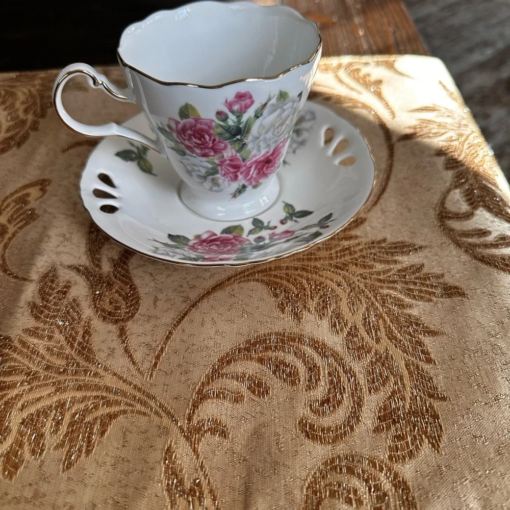 Pacifica Teaware Floral Teacup and Saucer Set